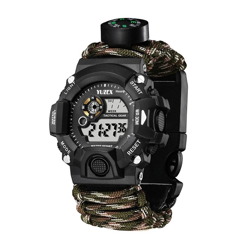 Parachute Cord Outdoor Watch – Waterproof, Compass & Whistle
