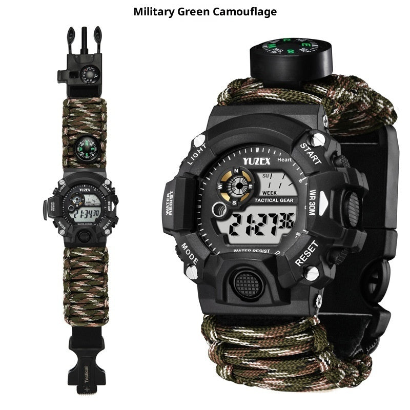 Parachute Cord Outdoor Watch – Waterproof, Compass & Whistle