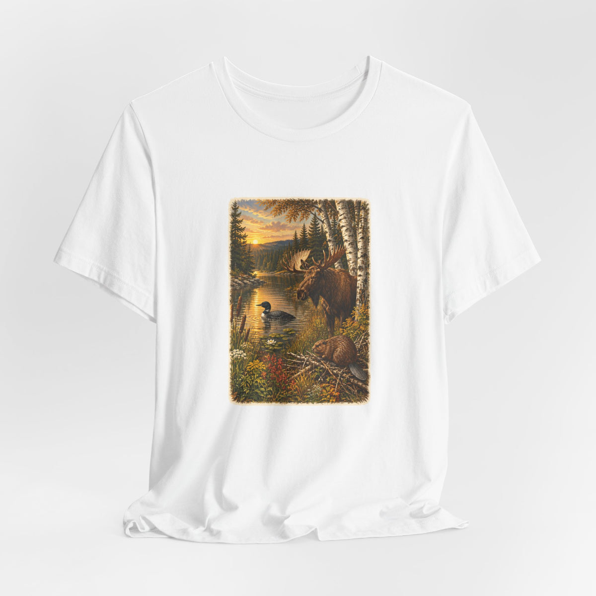 Moose Lake Sunset Wildlife T-Shirt