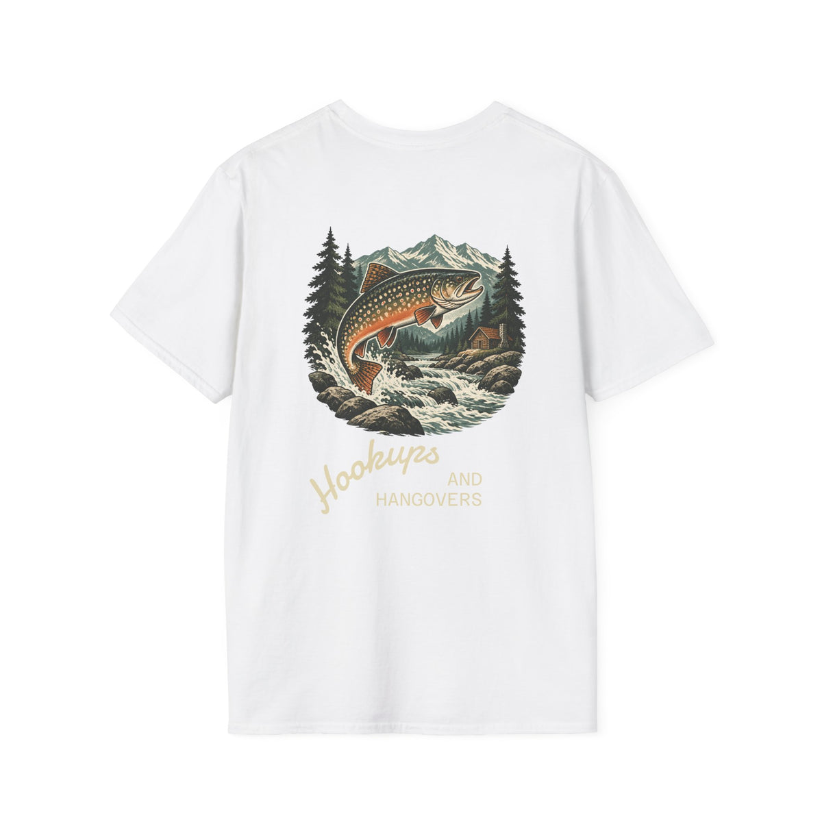 Rainbow Trout Fishing T-Shirt, Mountain Lake Outdoor Design