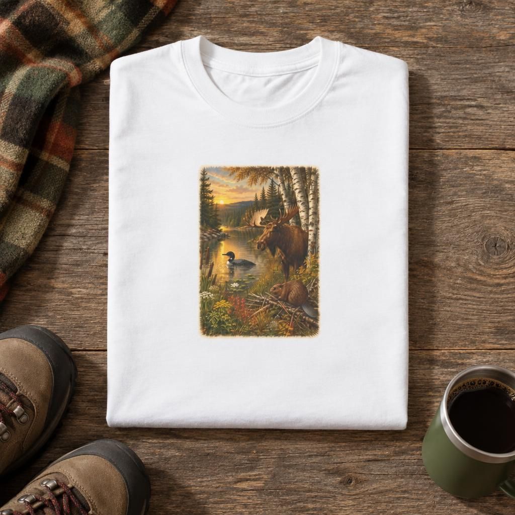 Moose Lake Sunset Wildlife T-Shirt