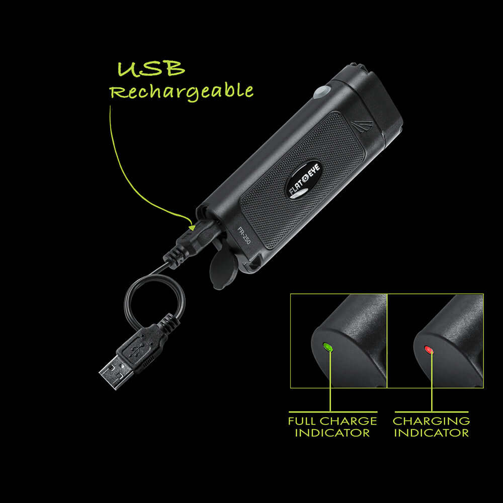 FLATEYE FR-280 Rechargeable Flashlight – 280 Lumens, Flat Grip