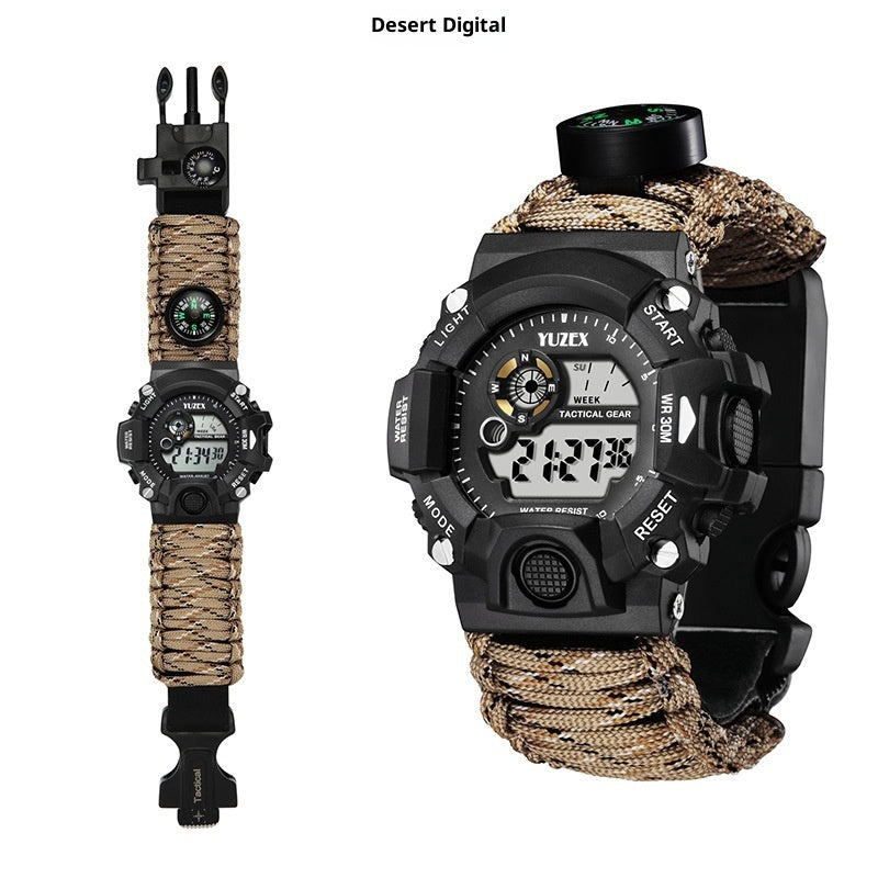 Parachute Cord Outdoor Watch – Waterproof, Compass & Whistle