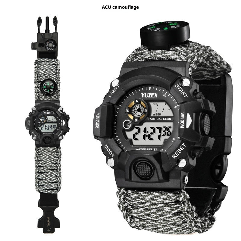 Parachute Cord Outdoor Watch – Waterproof, Compass & Whistle