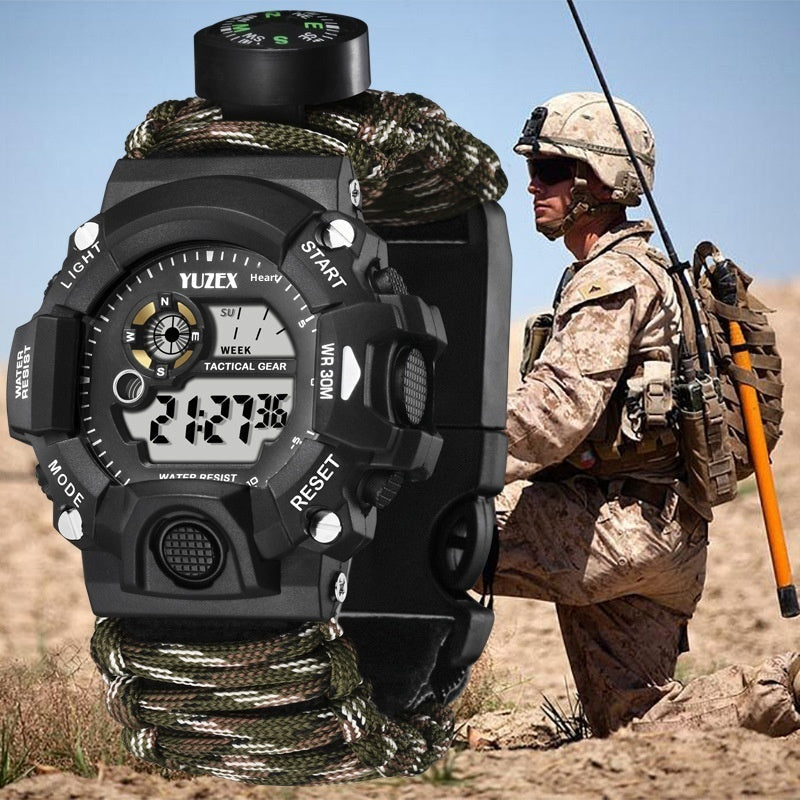 Parachute Cord Outdoor Watch – Waterproof, Compass & Whistle