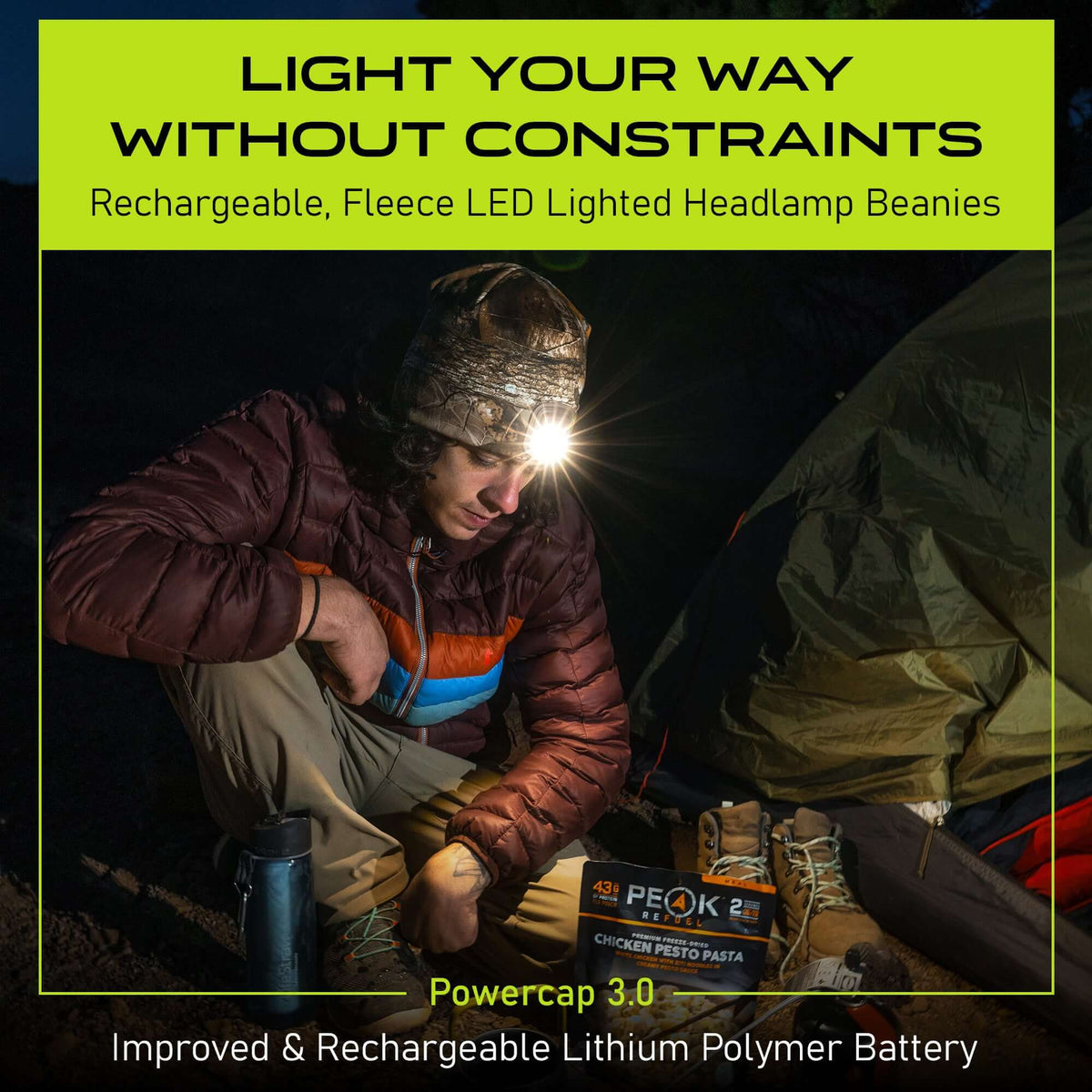 POWERCAP 3.0 Rechargeable LED Beanie – 150 Lumens, Fleece