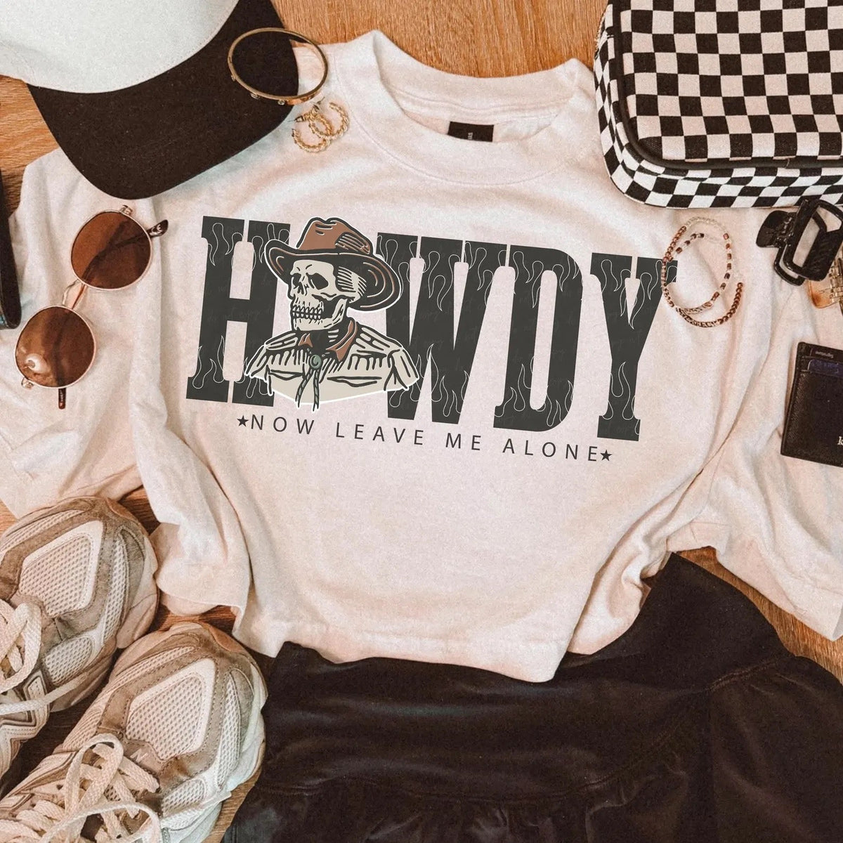 Howdy Now Leave Me Alone Tee – Western Skeleton Shirt