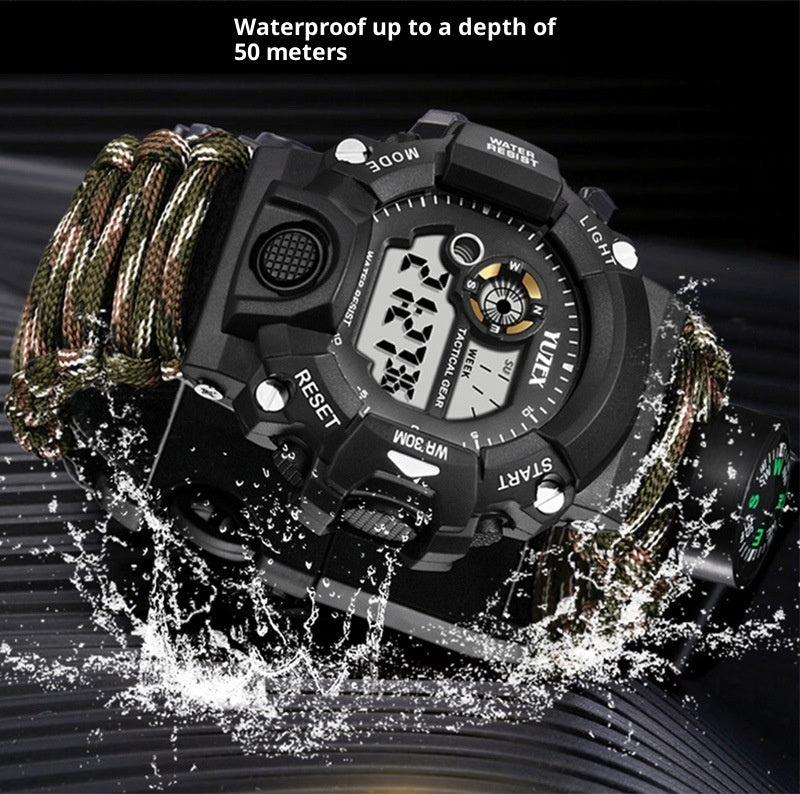 Parachute Cord Outdoor Watch – Waterproof, Compass & Whistle