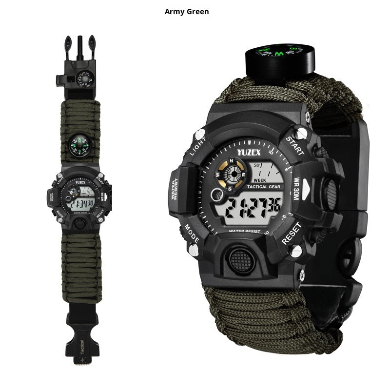 Parachute Cord Outdoor Watch – Waterproof, Compass & Whistle