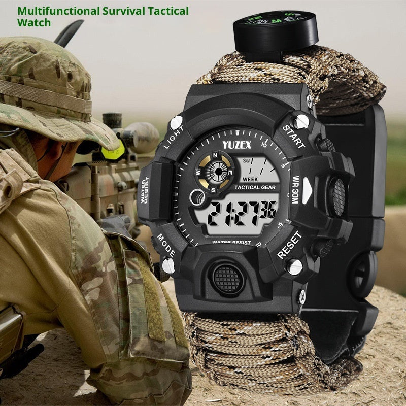 Parachute Cord Outdoor Watch – Waterproof, Compass & Whistle