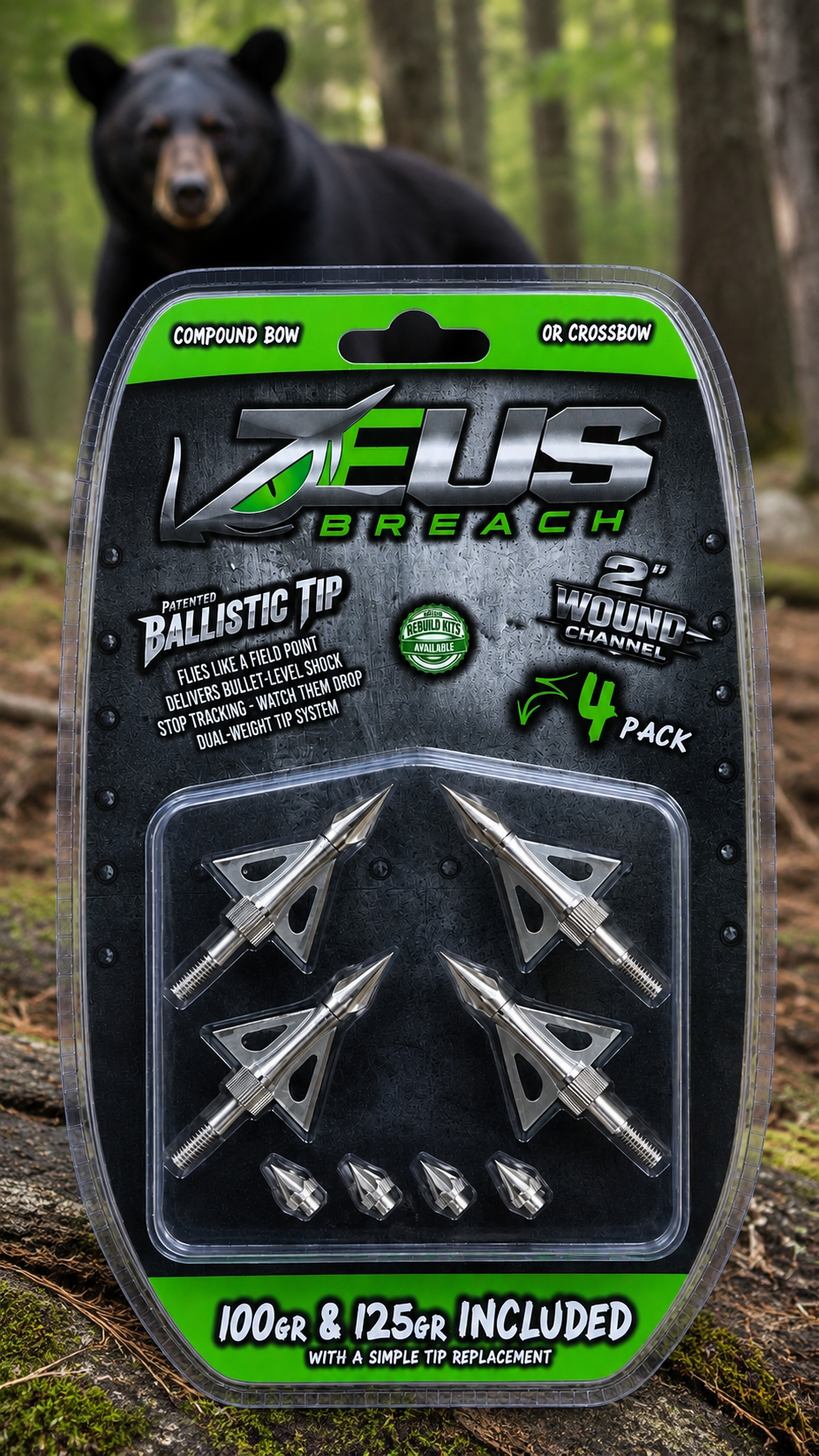 Zeus Breach Broadheads – 4 Pack (100gr & 125gr Tips)