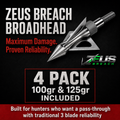Zeus Breach Broadheads – 4 Pack (100gr & 125gr Tips)