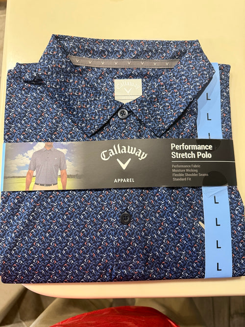 Callaway Performance Stretch Polo navy patterned front
