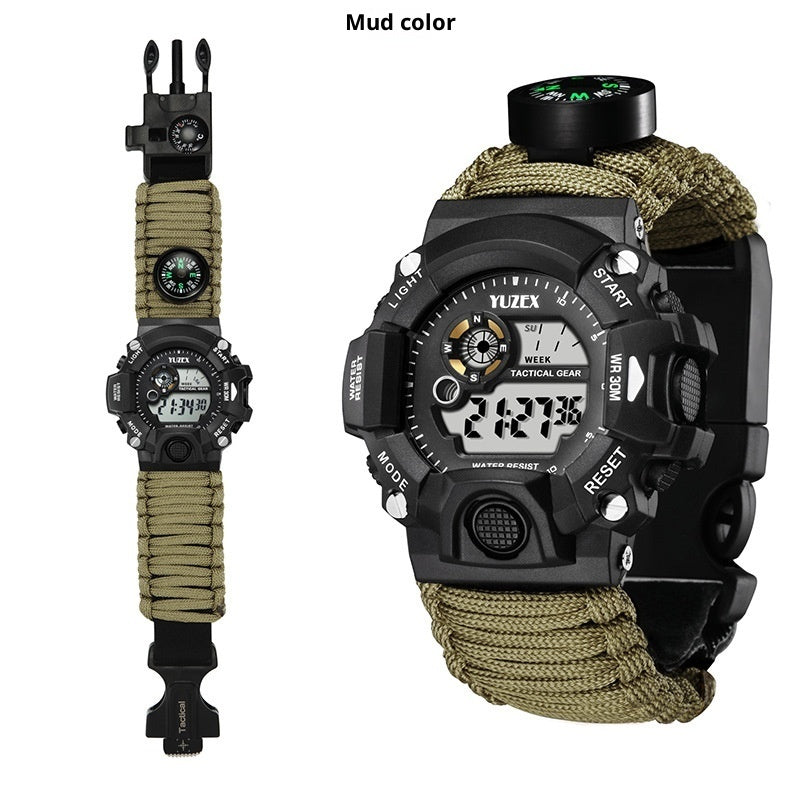 Parachute Cord Outdoor Watch – Waterproof, Compass & Whistle
