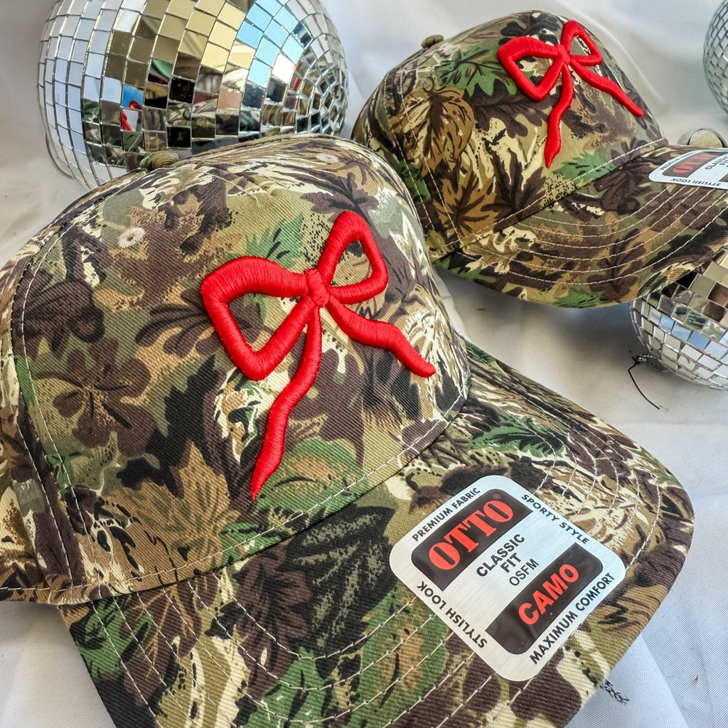 Camo Trucker Hat | Red Bow Embroidered Cap – Weathered Post General Store